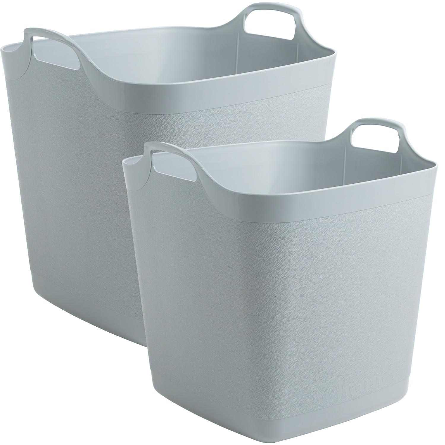 SAVING HUB 2 Pcs Flexi Tub 40L | Heavy Duty Home Garden Flexible Tubs | Multipurpose Square Container Bucket | 2 Handled Recycled Tub Cool Grey Plastic | Laundry Toys Storage Shelving Tubs