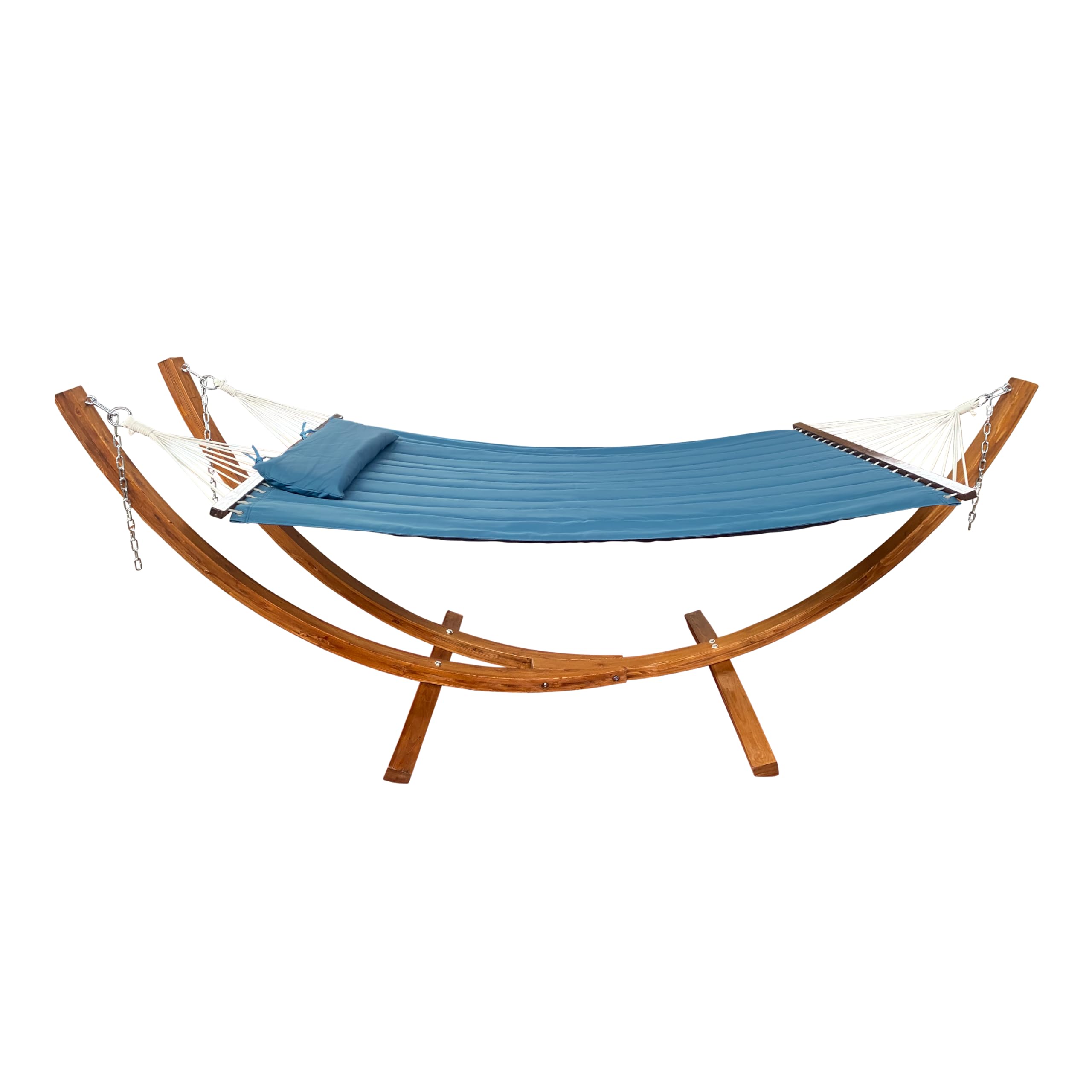AXI Hawai Hamaca Doble XXL | Hamaca 2 Personas en Azul con Soporte de Madera | Hamaca de Exterior para Jardin, Terraza, Balcon.