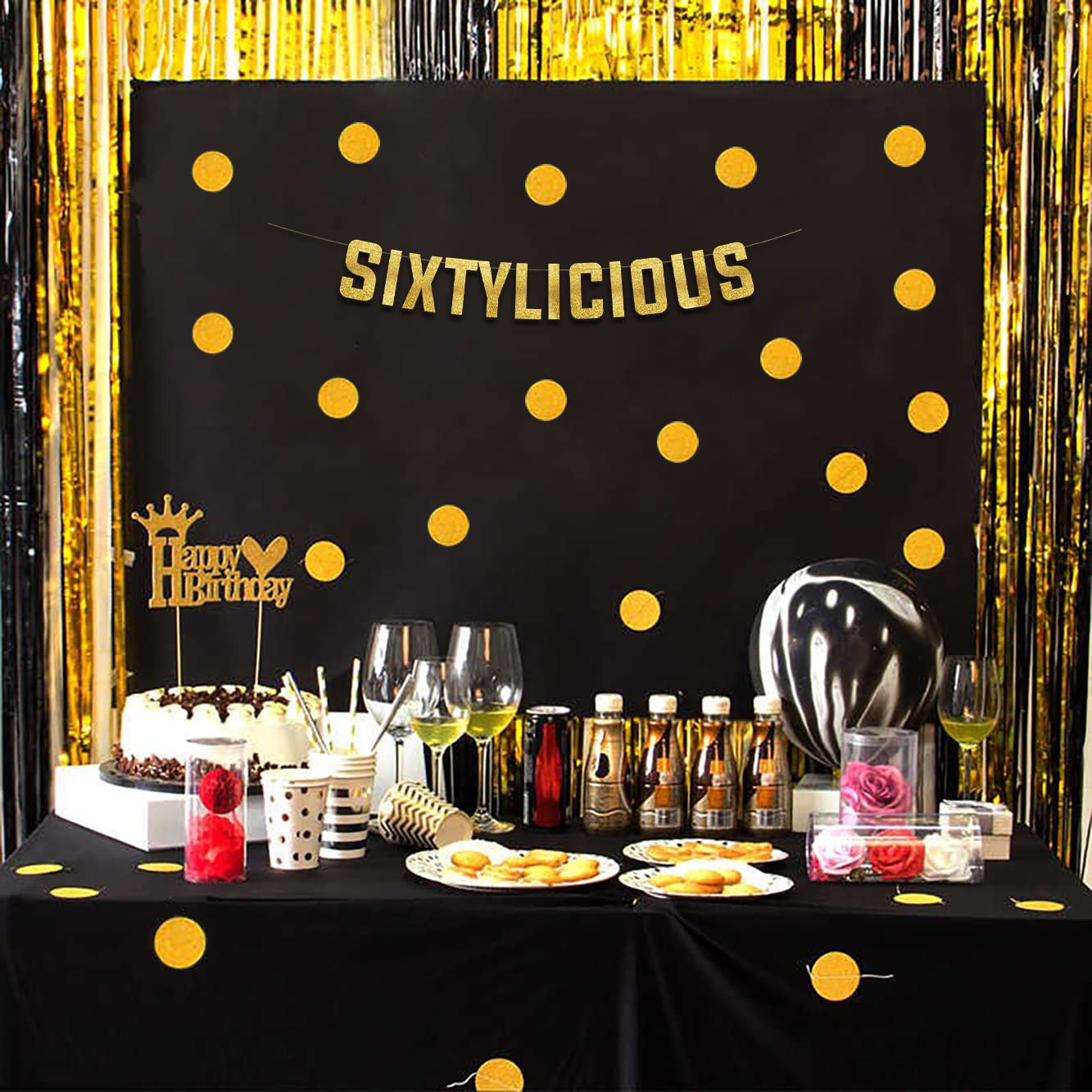 Gold Glitter 60th Birthday Banner - Happy 60th Party Decorations