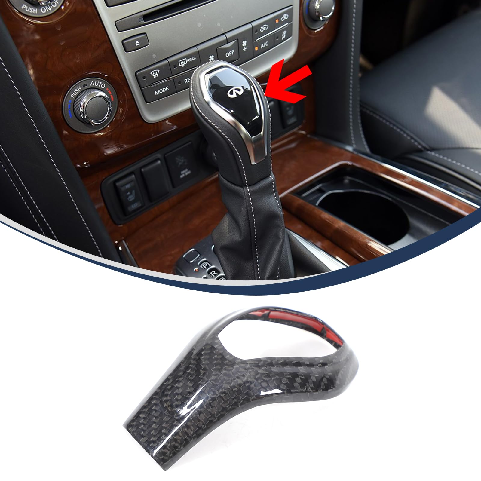 Aotumcer Gear Shift Knob Head Cover Compatible with 2017-2025 Infiniti QX80 Accessories Car Gear Shift Knob Cover Insert Decoration Protector Shell