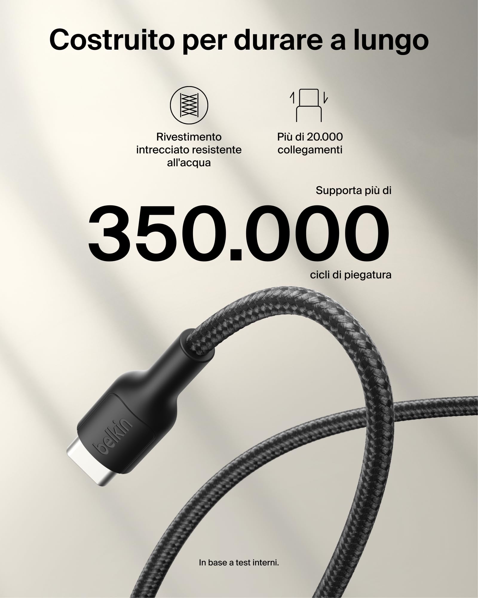 Belkin Gaming Cavo Intrecciato da USB-C a USB-C da 60 W (2m), Ricarica Rapida USB C per Nintendo Switch 2, iPhone 16, iPhone 15, iPad, MacBook Air, Chromebook, Samsung Galaxy S25 Ultra e altri, nero