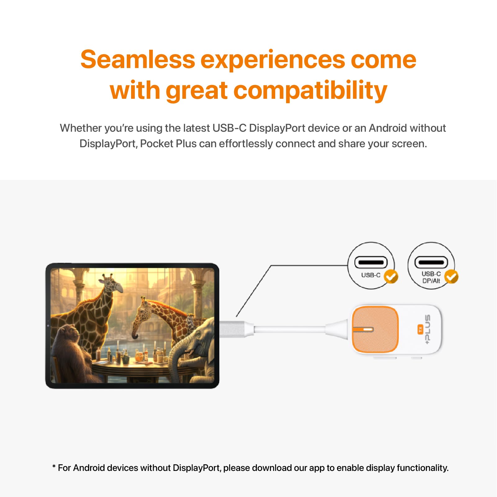 EZCast Pocket Plus Wireless Display USB C Transmitter and HDMI Receiver Kit, Support Any Type-C Devices, 5G/1080P Streaming Audio/Video Wireless HDMI Extender for Laptops, Smartphones.