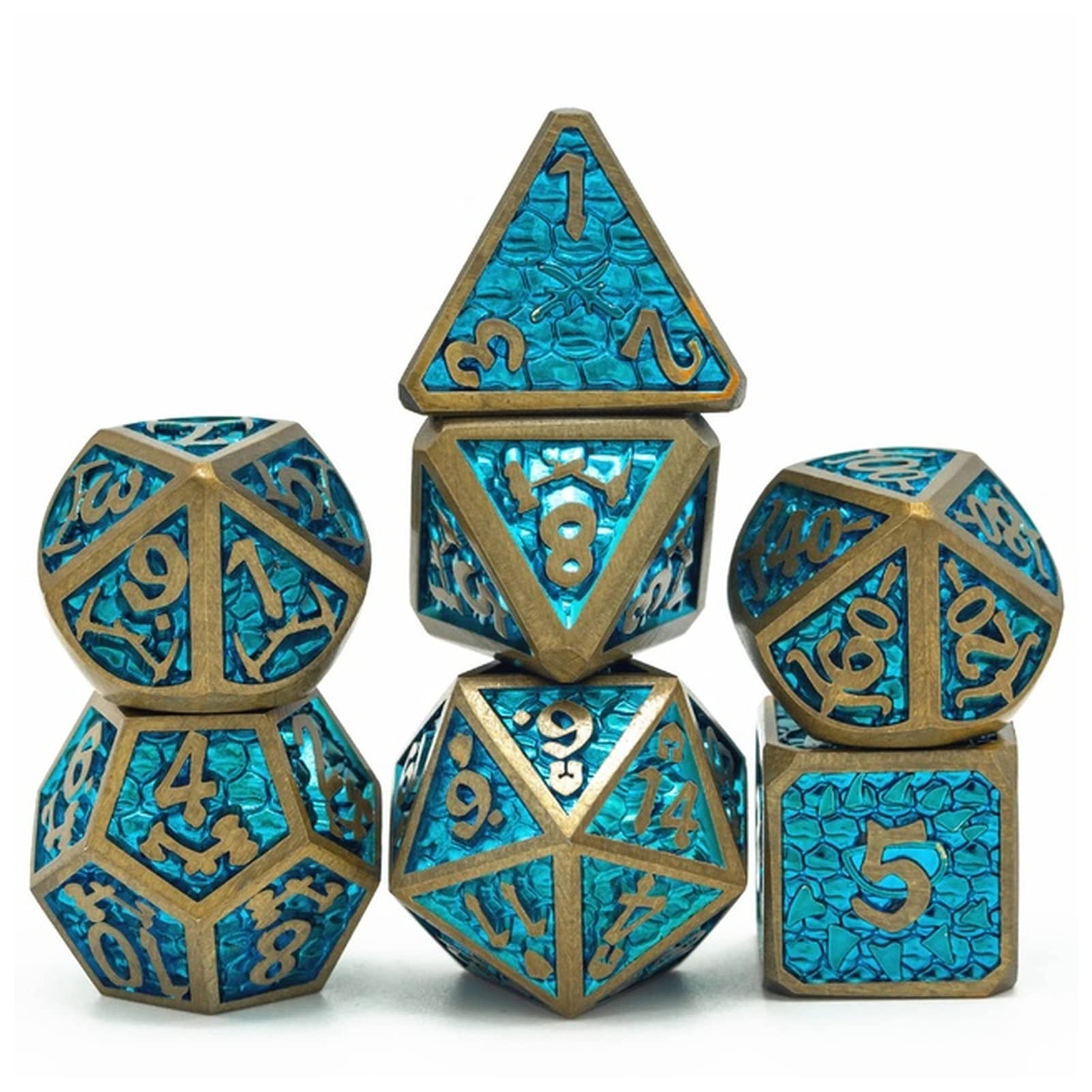 Dados Diseño de Metal D & D Dice 7 PCS DND Dados, Juego de Dados poliédricos, for Juego de rol. MTG Pionero Dado Gigante(Gold)