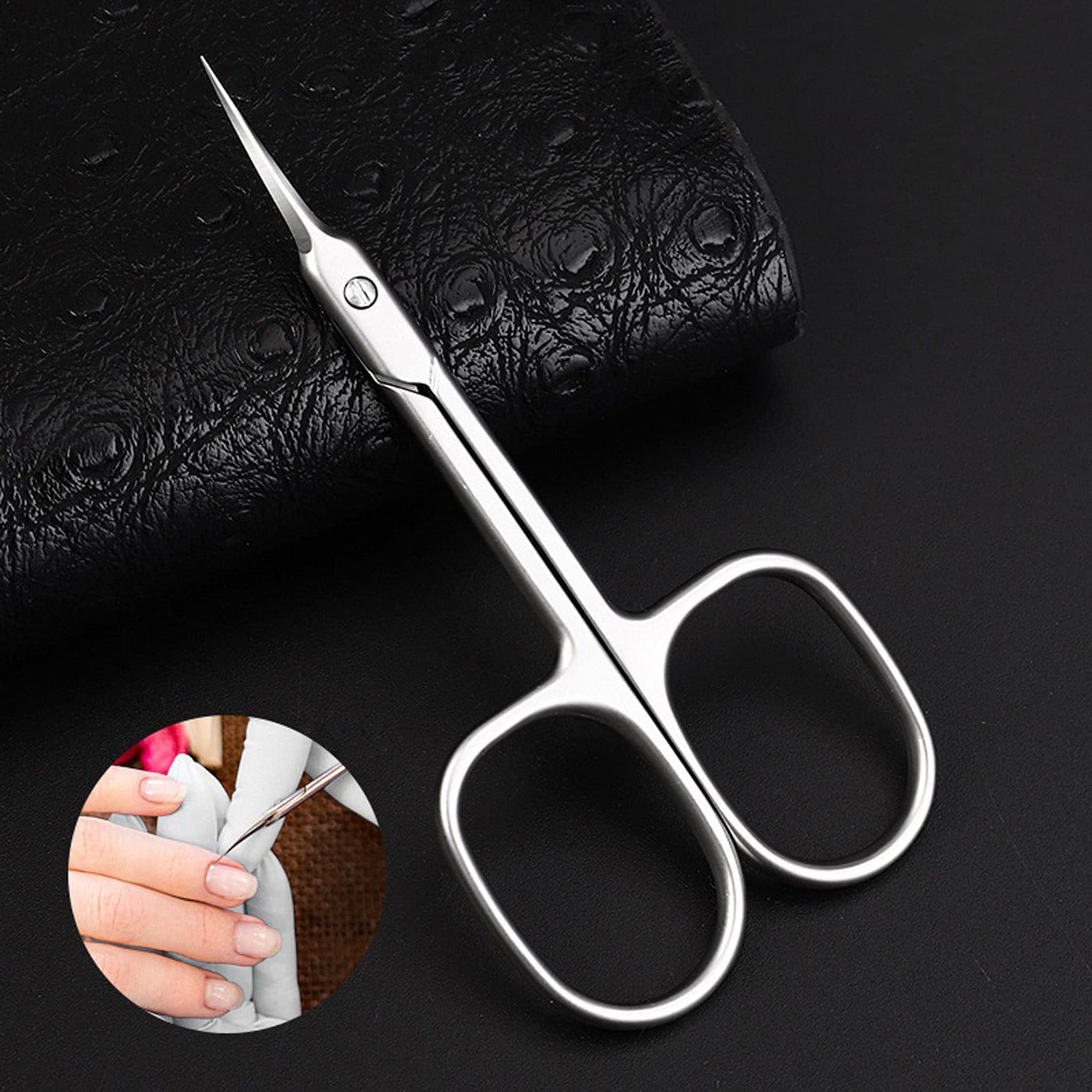 Tijera para uso en la cocina, tijeras de manicura, tijeras de punta curva, removedor profesional de piel muerta de uñas de acero inoxidable