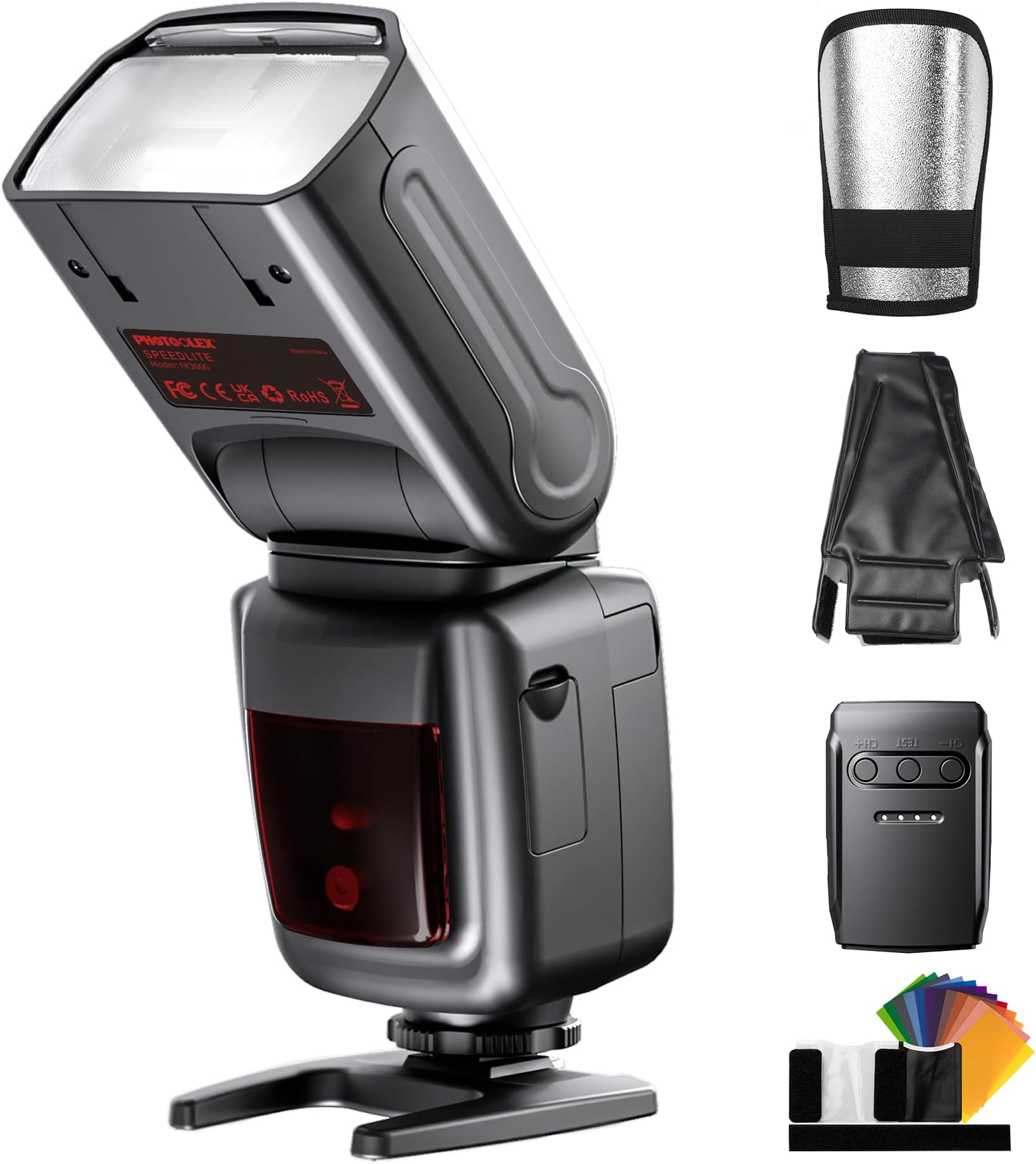 FK300G Camera Flash Speedlite with Flash Trigger for Canon Nikon Sony Panasonic Olympus Fujifilm Pentax Sigma Minolta Leica and Other SLR Digital Cameras and Digital Cameras