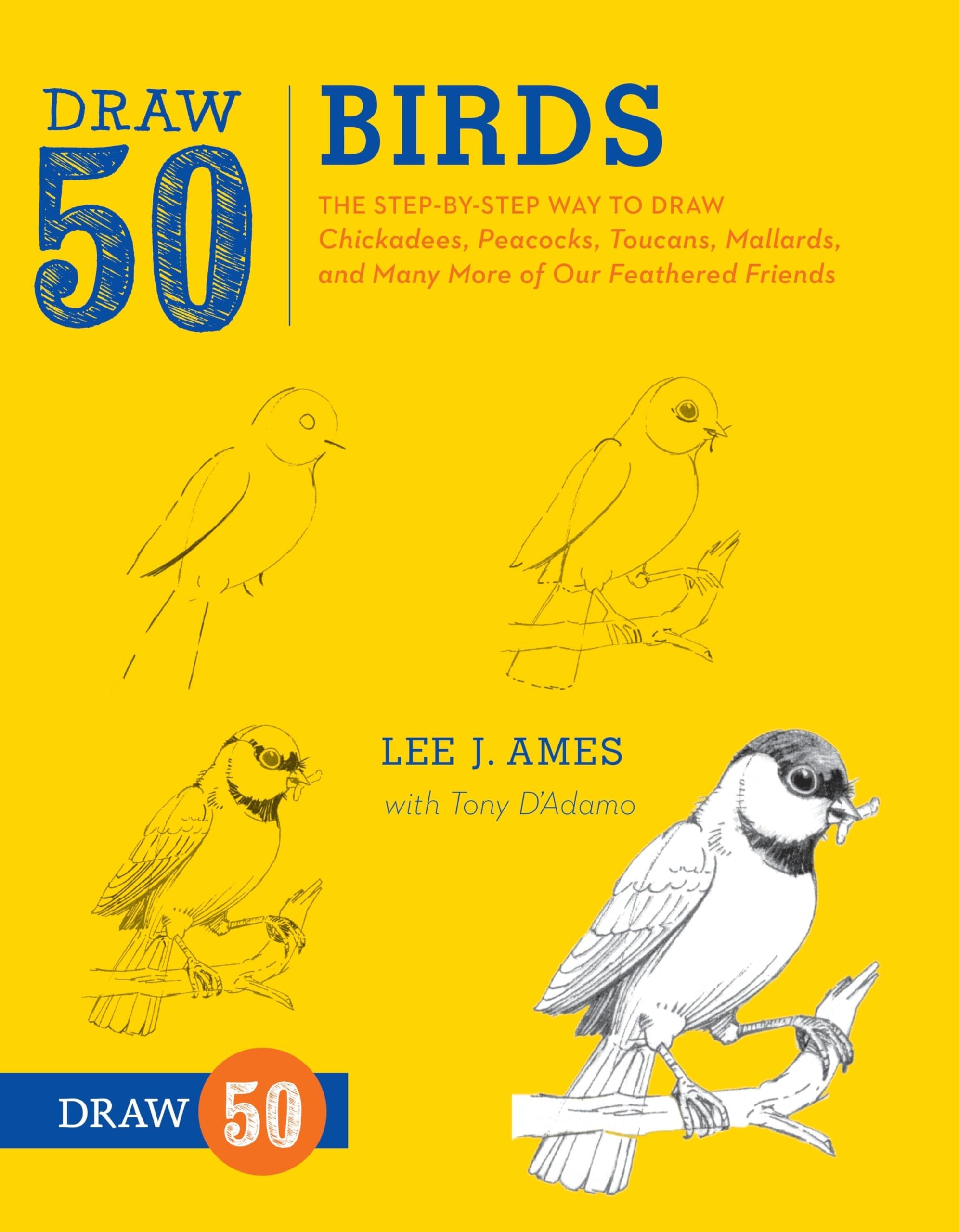 Draw 50 Birds: The Step-by-Step Way to Draw Chickadees, Peacocks, Toucans, Mallards, and Many More of Our Feathered Friends