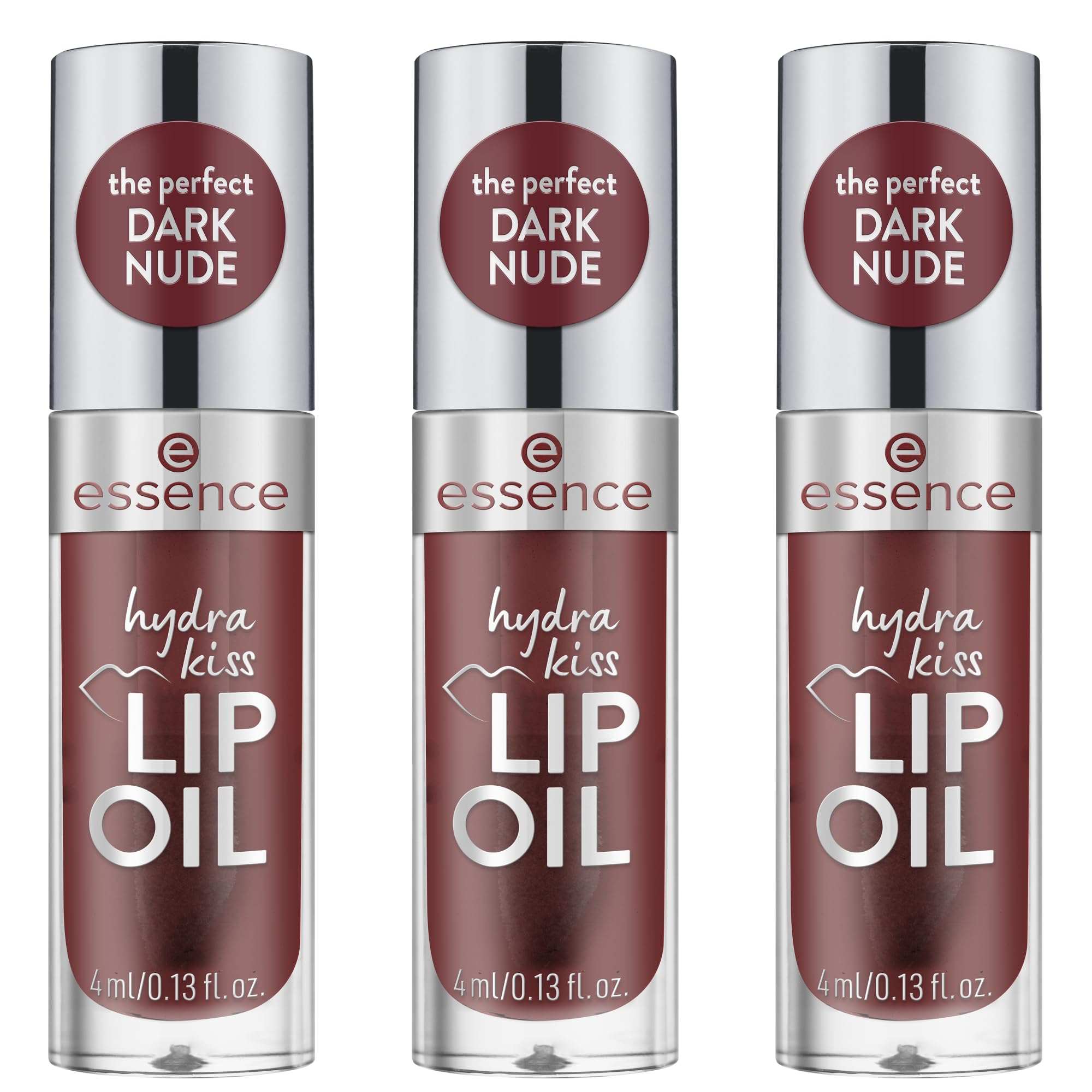 essence hydra kiss LIP OIL, lip gloss, 08, red, moisturising, nourishing, with oils, shiny, paraben-free, microplastic-free, nanoparticle-free, pack of 3 (3x4ml)