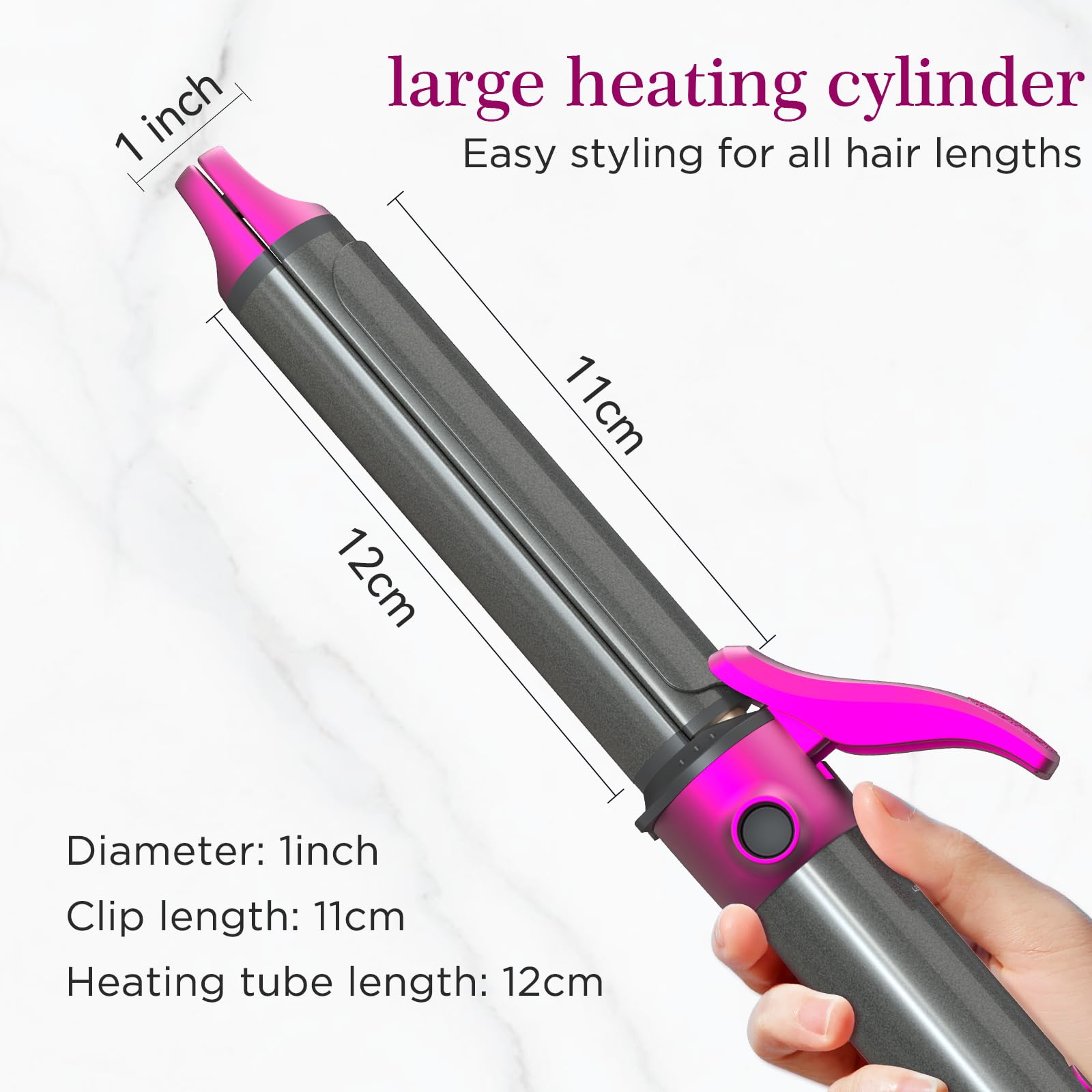 Piastra per Capelli e Arricciacapelli 2 in 1, rivestimento nano-titanio, curler Iron con display LCD, 27 temperatura regolabile, 00-230 ℃ ricci e levigatura Spazzola Phon (Magenta)