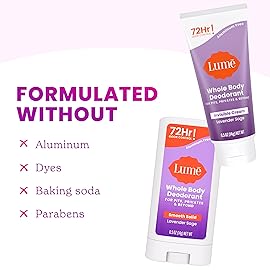 Lume Whole Body Deodorant - Invisible Cream + Solid Stick Mini Bundle - 72 Hour Odor Control - Aluminum & Baking Soda Free, Skin Loving - 0.5 Ounce Each - Travel, Trial Size Minis (Lavender Sage)