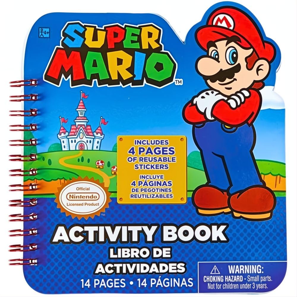 Paper Sticker Activity Book - 6.75" x 5.4", 1 Count - Perfect for Kids Fun and Learning, Super Mario Brothers