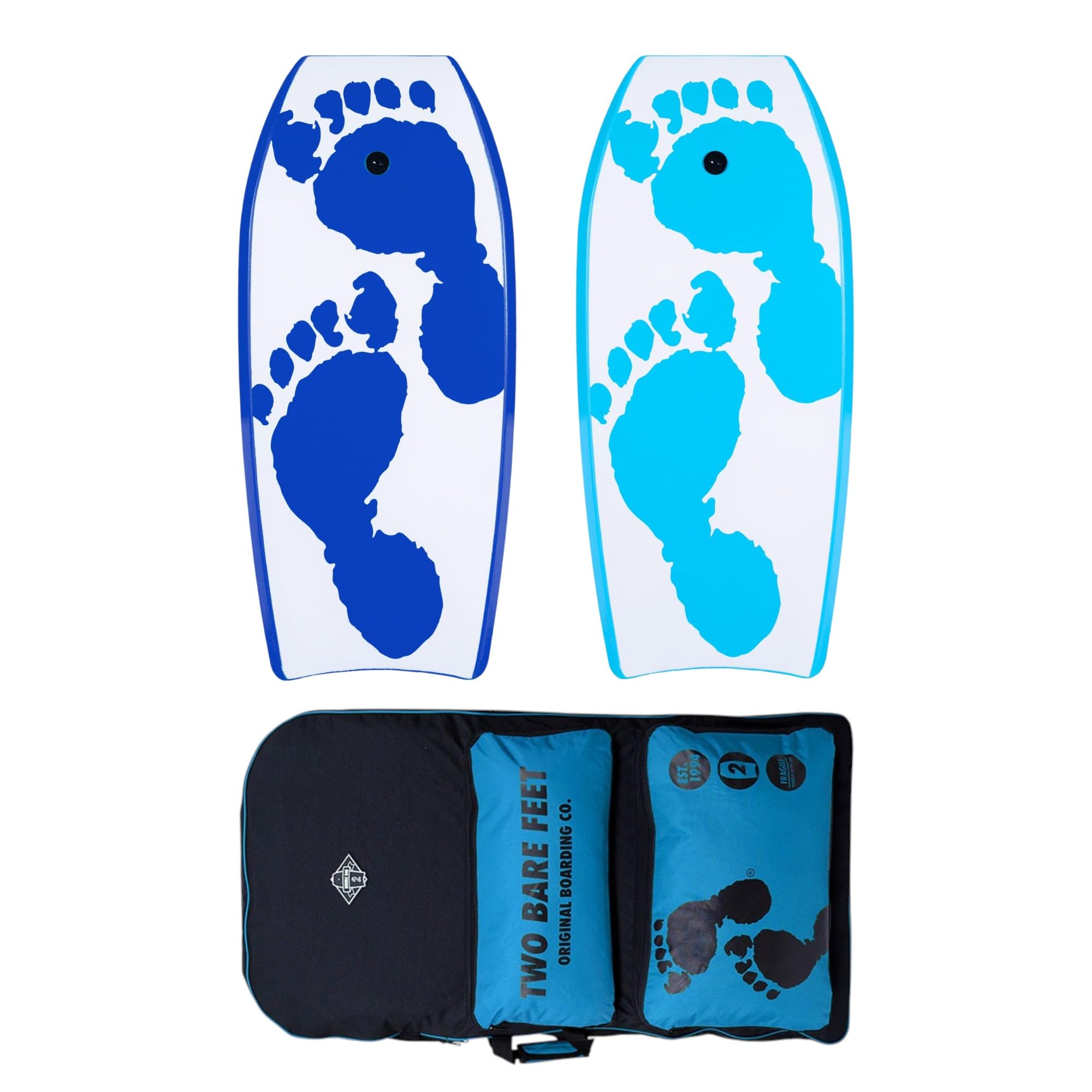 Two Bare Feet 42" Bodyboard Bundle - 2 x 42 'Future' Bodyboards of your choice + Premium Double Carry Bag (Future (Blue)+Future (Aqua)+Blue Bag)