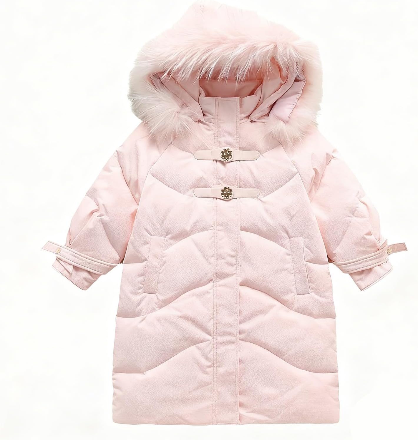Cute Winter Puffer Jacket for Girls Hooded Thicken Zip Up Windproof Puffy Coat Lightweight Quilted Down Parka