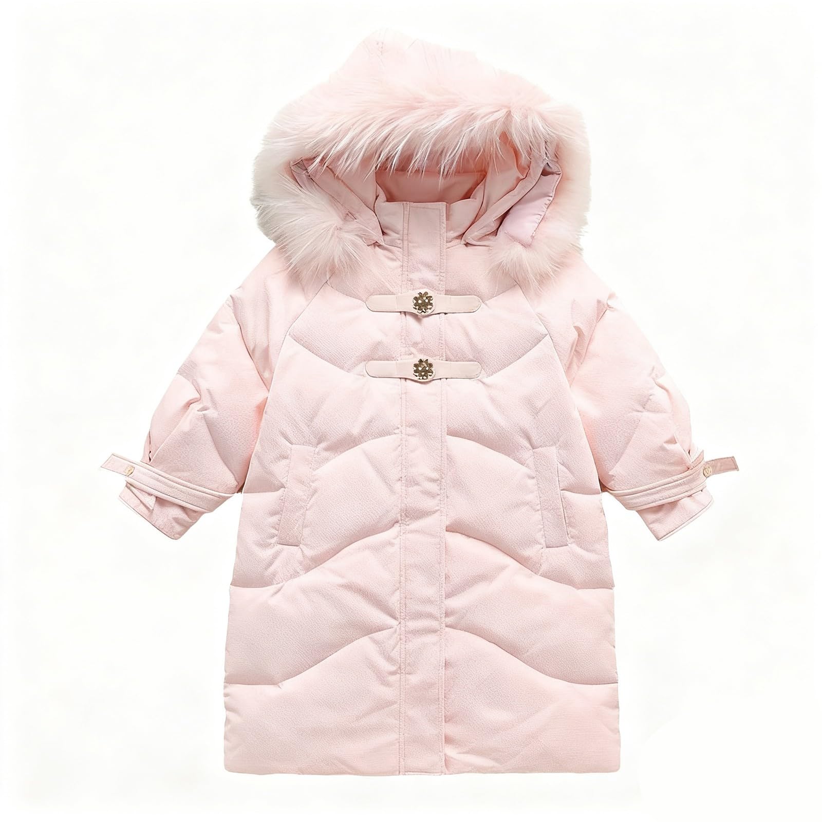 Cappotto invernale da ragazza, lungo, trapuntato, tinta unita, giacca