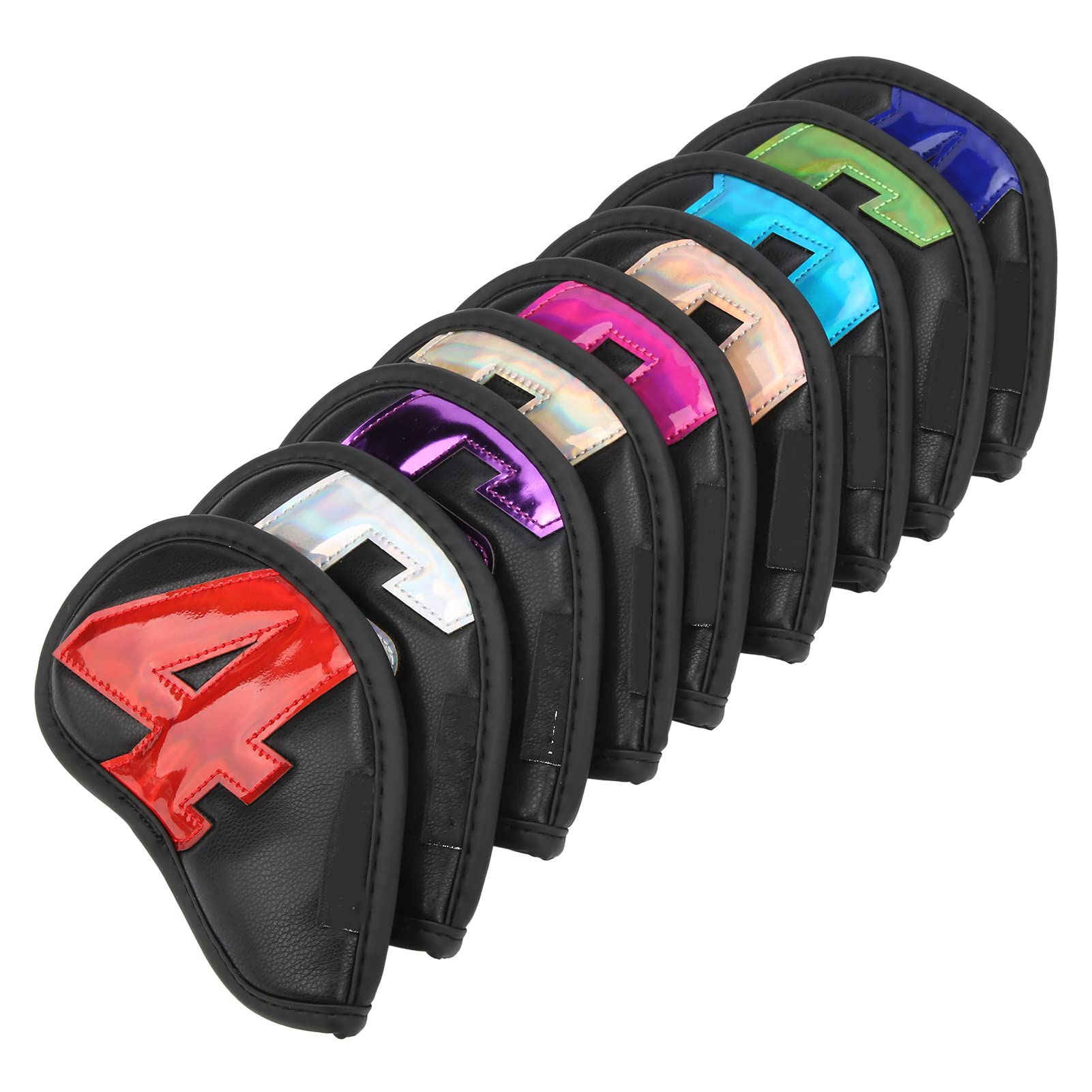 Juego de Fundas para Cabezas de Hierro para Palos de Golf, 9 Piezas, Impermeables, de Cuero PU, con números Coloridos, Cubiertas para Cabezas de Hierro para protección de Palos de