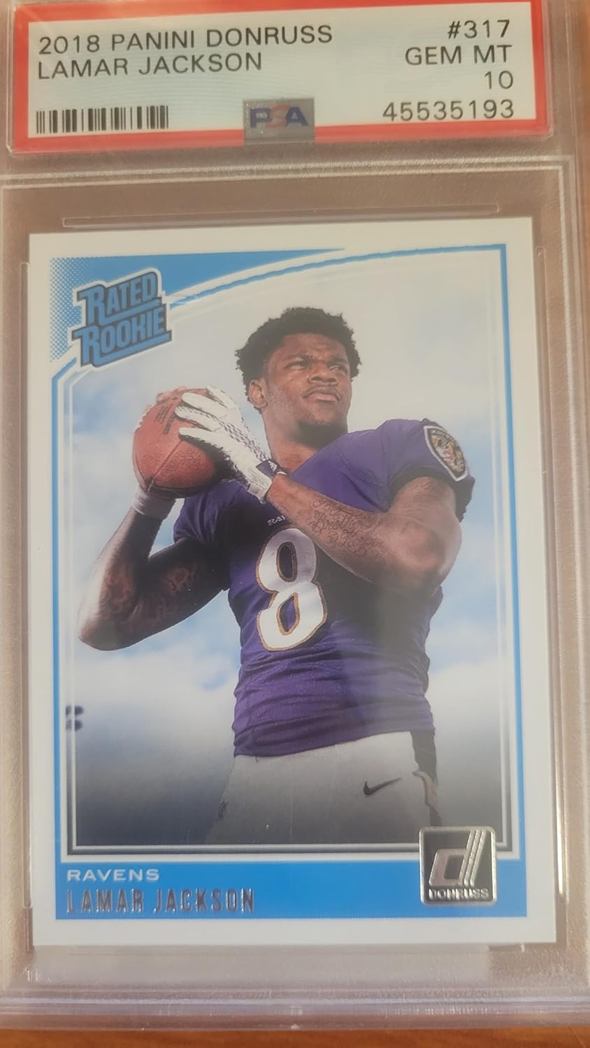 2018 Panini Donruss #317 Lamar Jackson PSA 10 GEM MINT Graded SP Rookie Football Card RC Baltimore Ravens Auto
