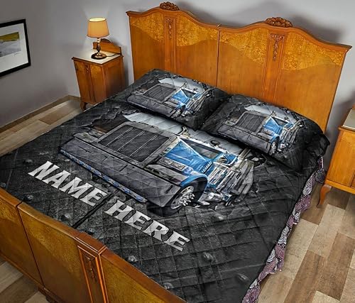 Miniatura 3 de Juego de ropa de cama y fundas de almohada con patrón de grietas de camión azul personalizado, para todas las estaciones, juego de ropa de cama y