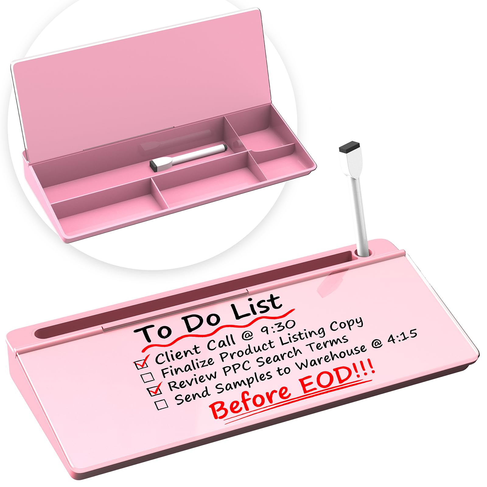 Glass Desktop Whiteboard, Dry Erase Board with Marker Holder, Computer Monitor Message Board and Desk Organizer for Home, Office and School Supplies (