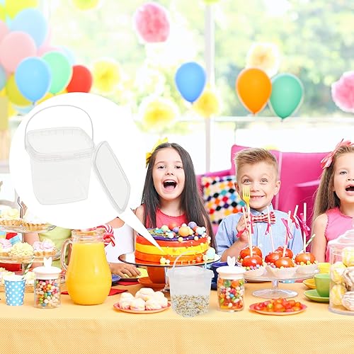 Miniatura 8 de Mipcase Recipiente de plástico transparente con tapa, cubo de helado, contenedor de almacenamiento de alimentos, cubo de almacenamiento para