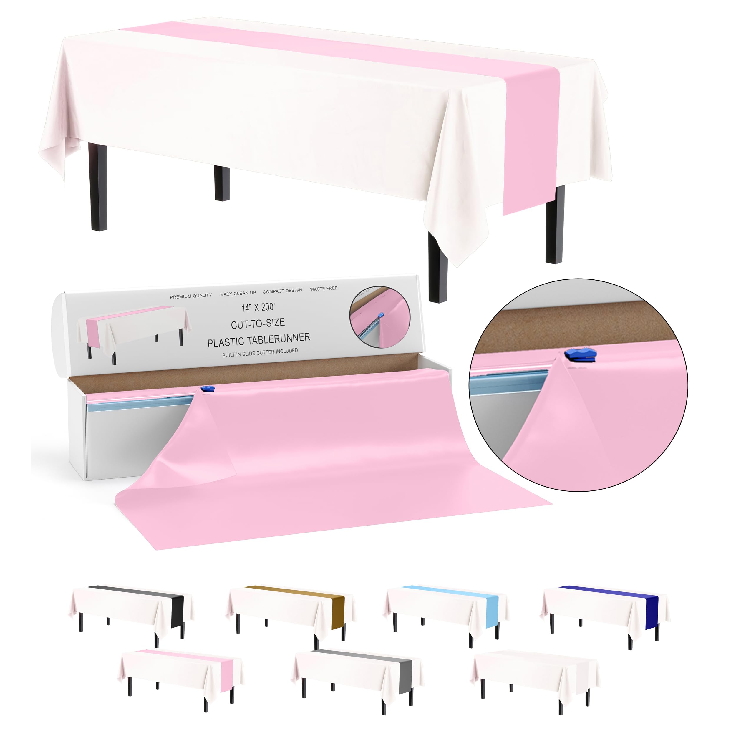 Chemin de table en plastique rose jetable grand rouleau 60m pour mariage