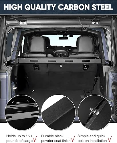 Miniatura 4 de Jeep Wrangler JK - Cesta de carga trasera (sin taladro), capacidad de peso de 150 libras, para accesorios Wrangler JK 2018-2007, estante de maletero