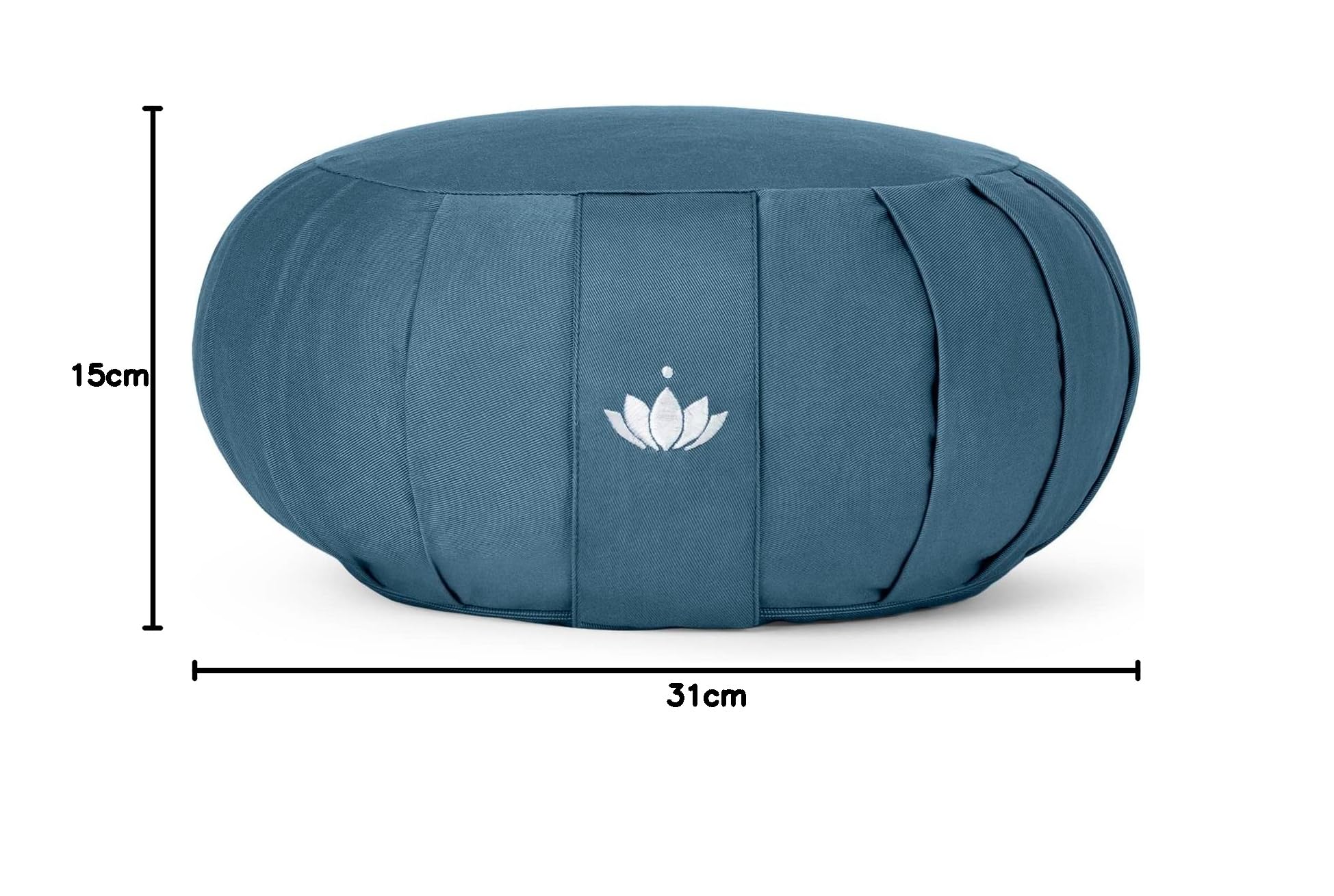 LOTUSCRAFTS Zafu cuscino da meditazione, altezza seduta 20 cm, modello Zen rotondo, cuscino da yoga, fodera in cotone lavabile, imbottitura in farro, certificato GOTS
