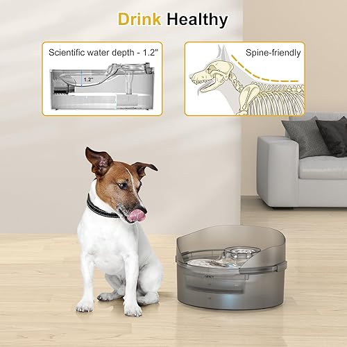 Miniatura 4 de NPET Fuente de agua para perros de 1.3 galones170oz5L, dispensador automático de agua para perros con flujo de agua ajustable y fuente de agua LED