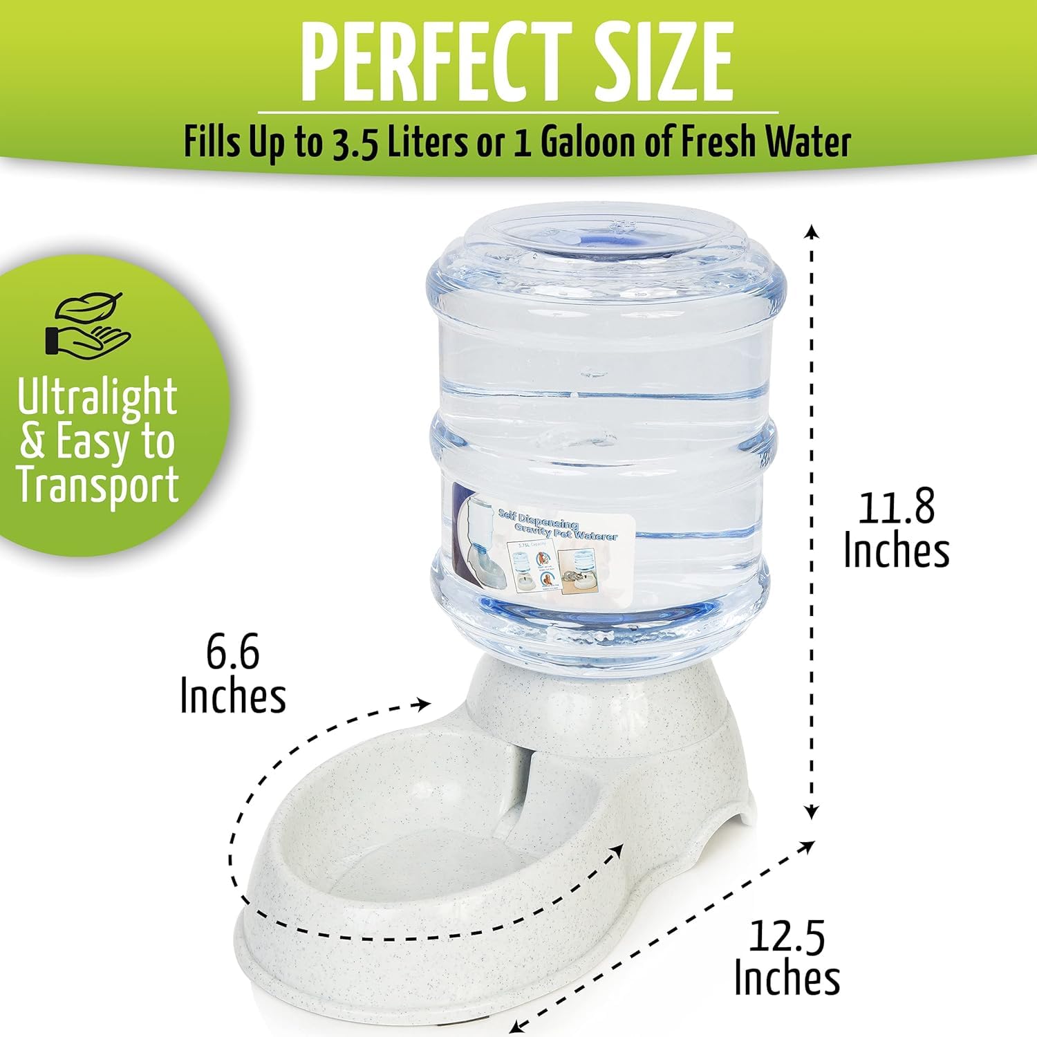 ZONETECH Pet Water Dispenser- Premium Quality Durable Self-Dispensing Gravity 3.7 Liters Capacity Suitable for Medium and Large-Sized Cats and Dogs