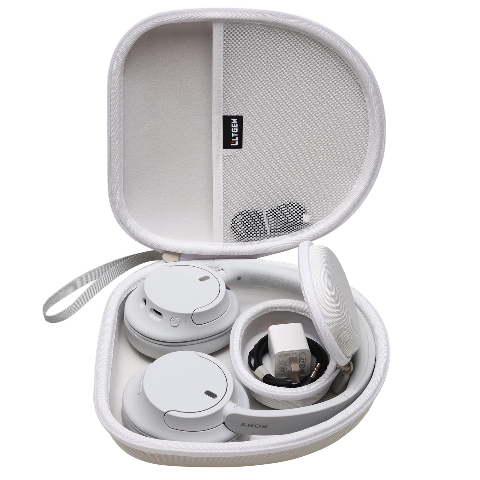 LTGEM Case Compatible with Sony WH-CH720N / WH-CH520 Noise Canceling Headphones with Removable Accessory Case, White