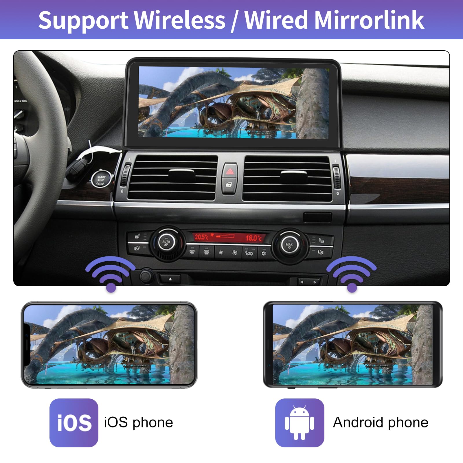 Road Top 10.25 Inch Car Touchscreen Wireless CarPlay Android Auto for BMW X5 X6 Series E70/E71 2009-2014 Year with CIC System, Car Stereo Multimedia Radio Receiver