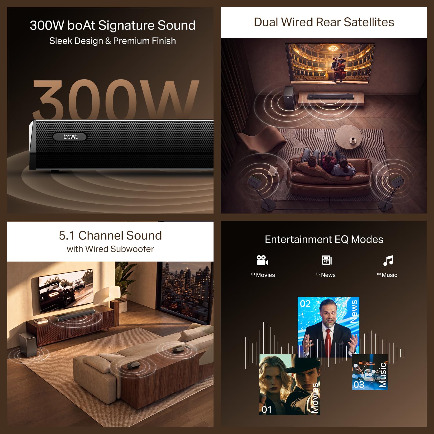 boAt Aavante Bar Prime B300 Soundbar - Powerful Bass & 5.1 Audio -2