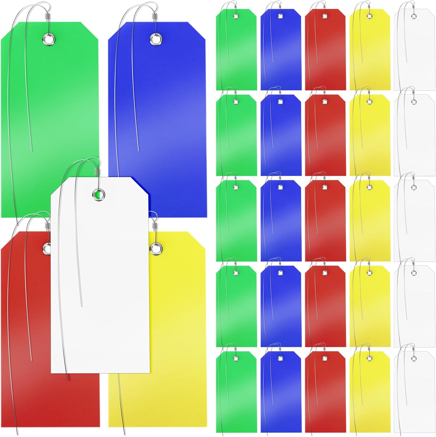 VOKOY 100 Sets Plastic Shipping Tags with Wire, 5 Colors