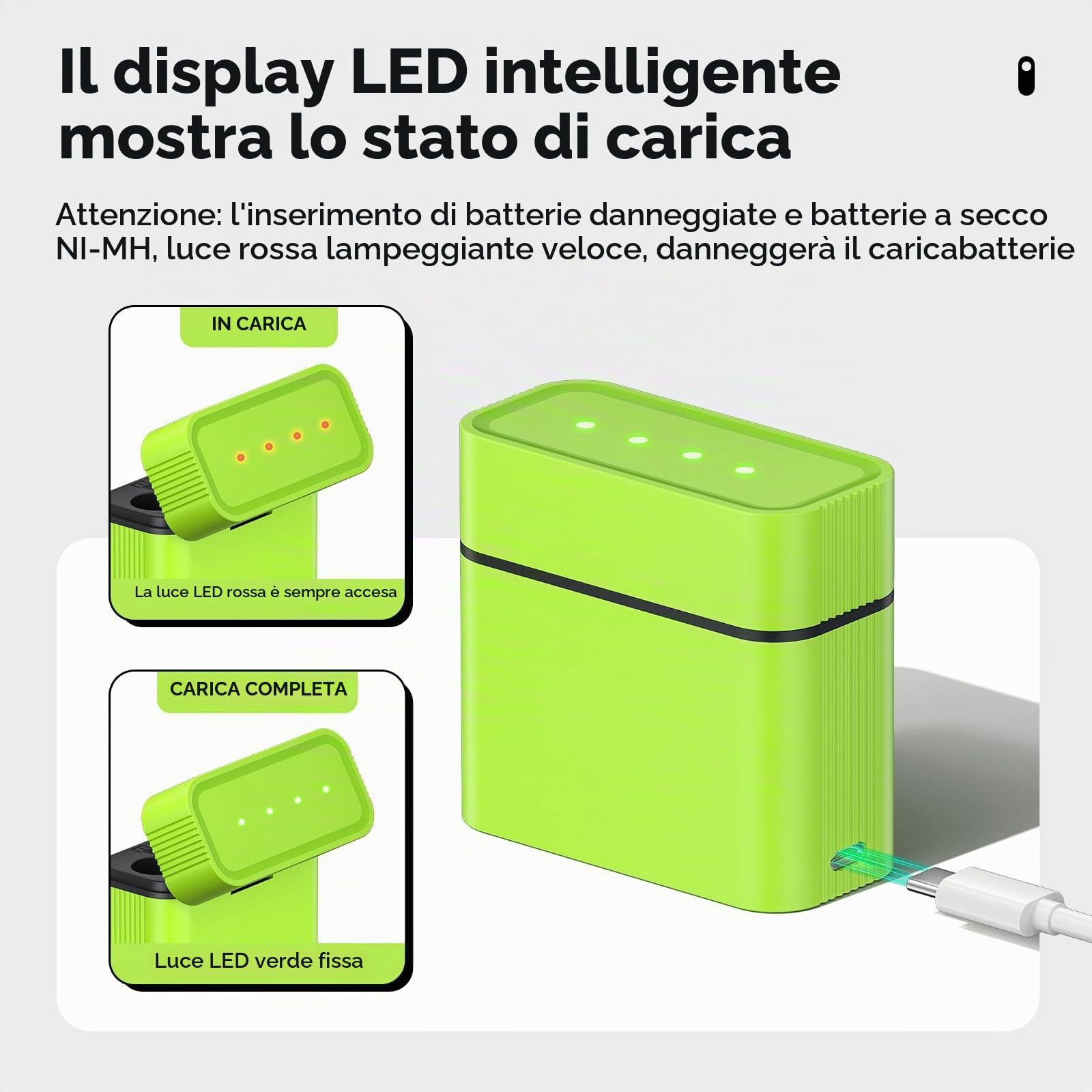 CITYORK 4 batterie al litio ricaricabili AA con caricabatterie, batteria al litio AA da 1,5 V ad alta capacità da 3000 mWh con scatola di ricarica integrata