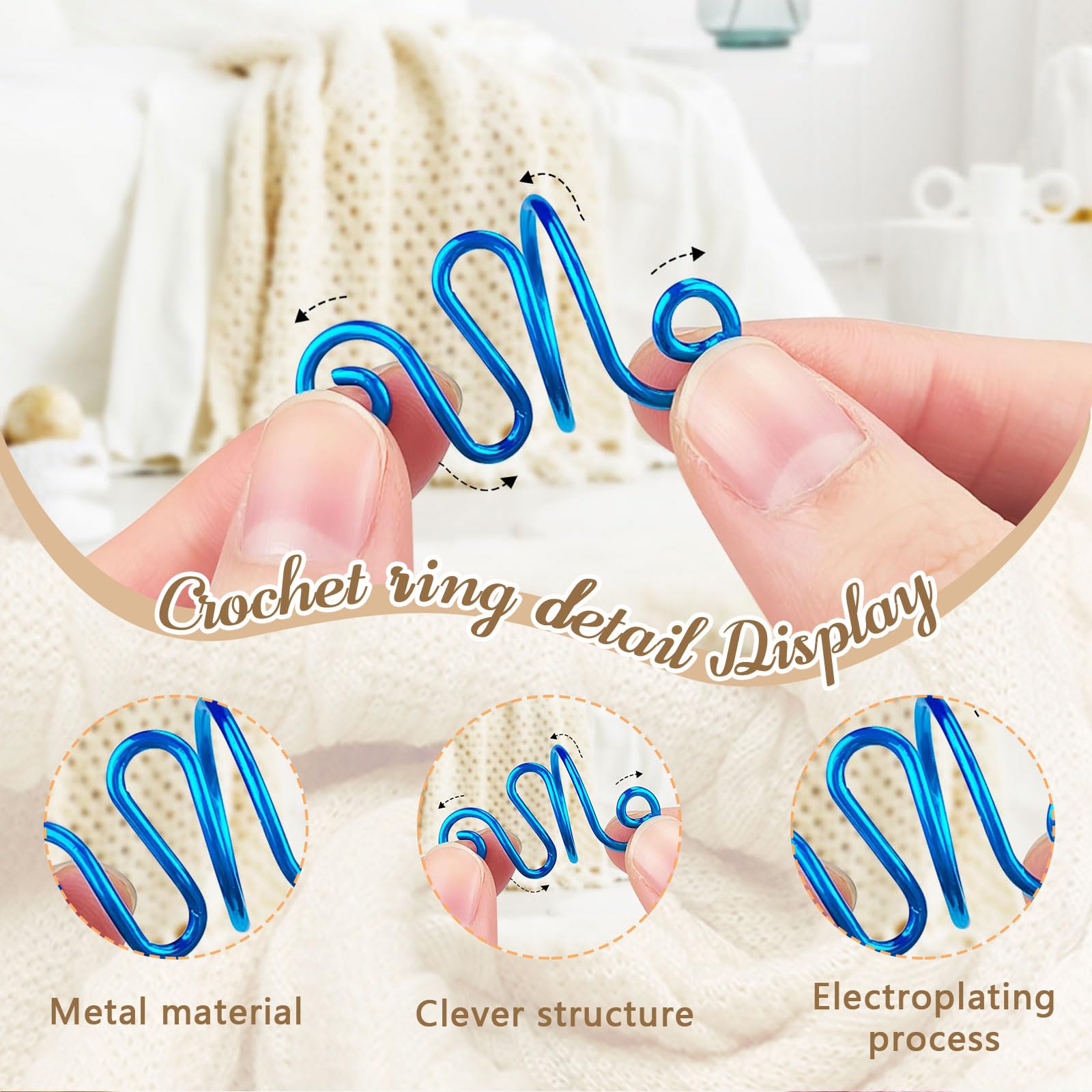 SHSHbuy Anneaux Crochet,6 Pièces Boucle De Tricot Réglable Boucle De Crochet De Tricot,Guide De Fil Porte-Doigt à Tricoter Dé à Tricoterpour Artisanat Accessoires Outil