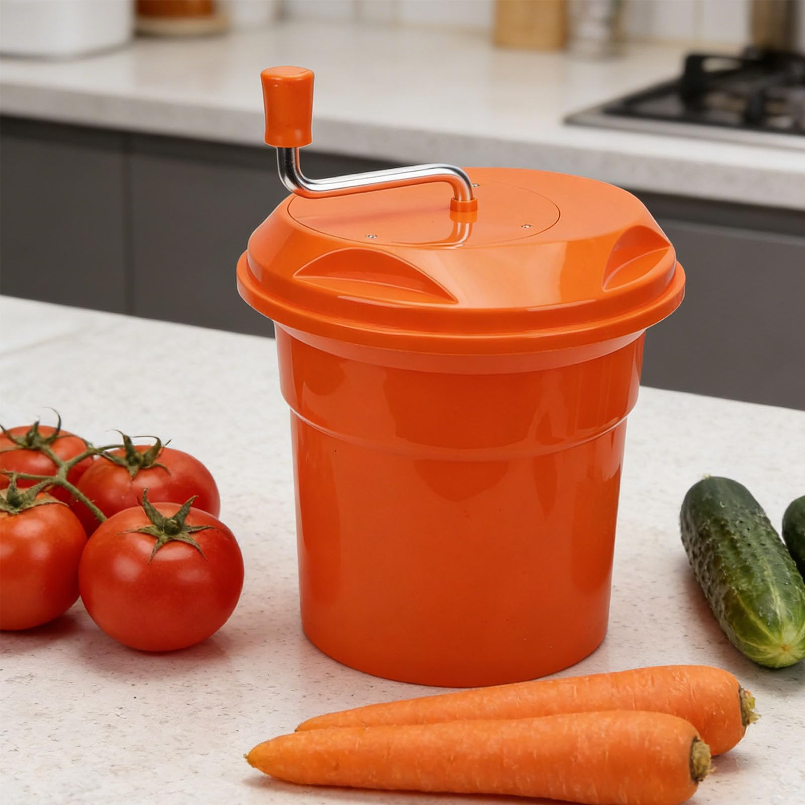 GOWENIC Centrifuga per Insalata Grande da 12 Litri |Essiccatore per Verdure Manuale con Freno per, Uso Commerciale e Domestico