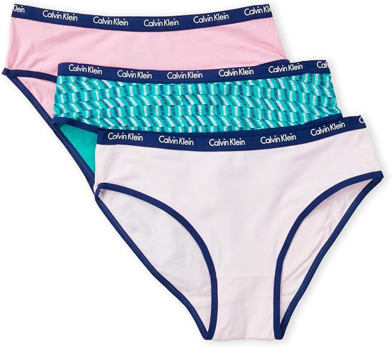 Girls' 3 Pack Chrome Fashion Bikini Briefs, (Pale Pink (37D37028-99) / Pink/Green, Small)