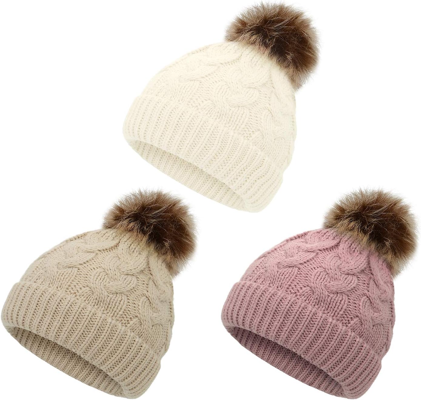 Zando Baby Hat for Girls Infant Pom Pom Beanie Kid Winter Hats Toddler Cap Knit Warm Beanies Caps for Baby Boys