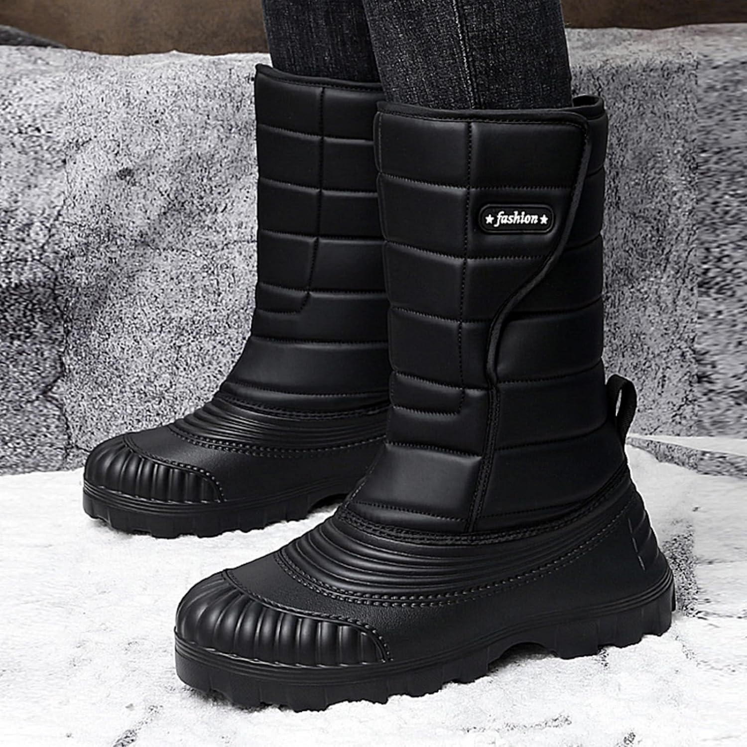 Men's Snow Boots, Warm Winter Boots with Adjustable Strap, Fashionable & Anti - Slip for Cold Weather