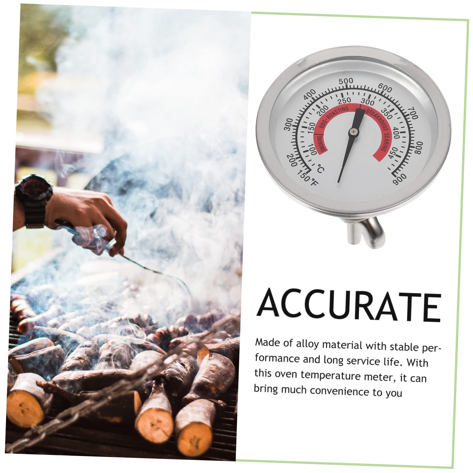 BEBEMOKO BBQ Temperature Gauge Bimetallic Thermometer for Oven Easy to Read Dial Compact Design for Home Kitchen for Baking and Grilling Cooking