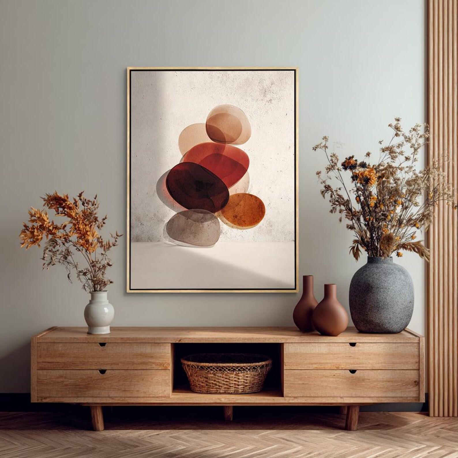 Large Japandi Canvas Wall Art, Wabi Sabi Abstract Painting, Portrait Buddhism Canvas, Natural Decor Pictures，Home Decor(60x90cm/Frameless)