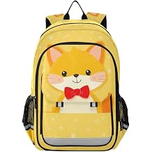 school backpack for kids 8-12  large capacity bookbags for boys in assorted colors - Cute Cartoon Yellow Fox