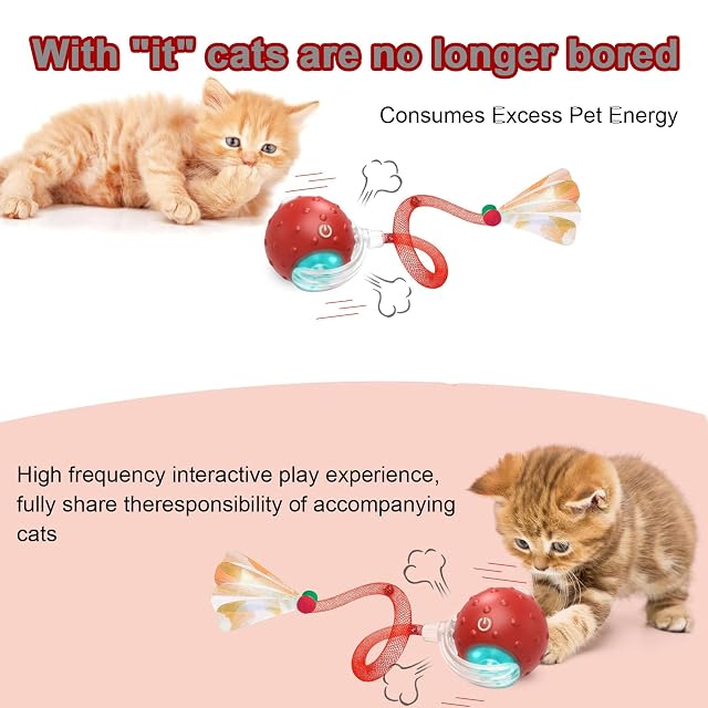 Foto 3 de 6 de KQLHLHDYZ Pelota de juguete interactiva para gatos, juguetes para gatos de interior