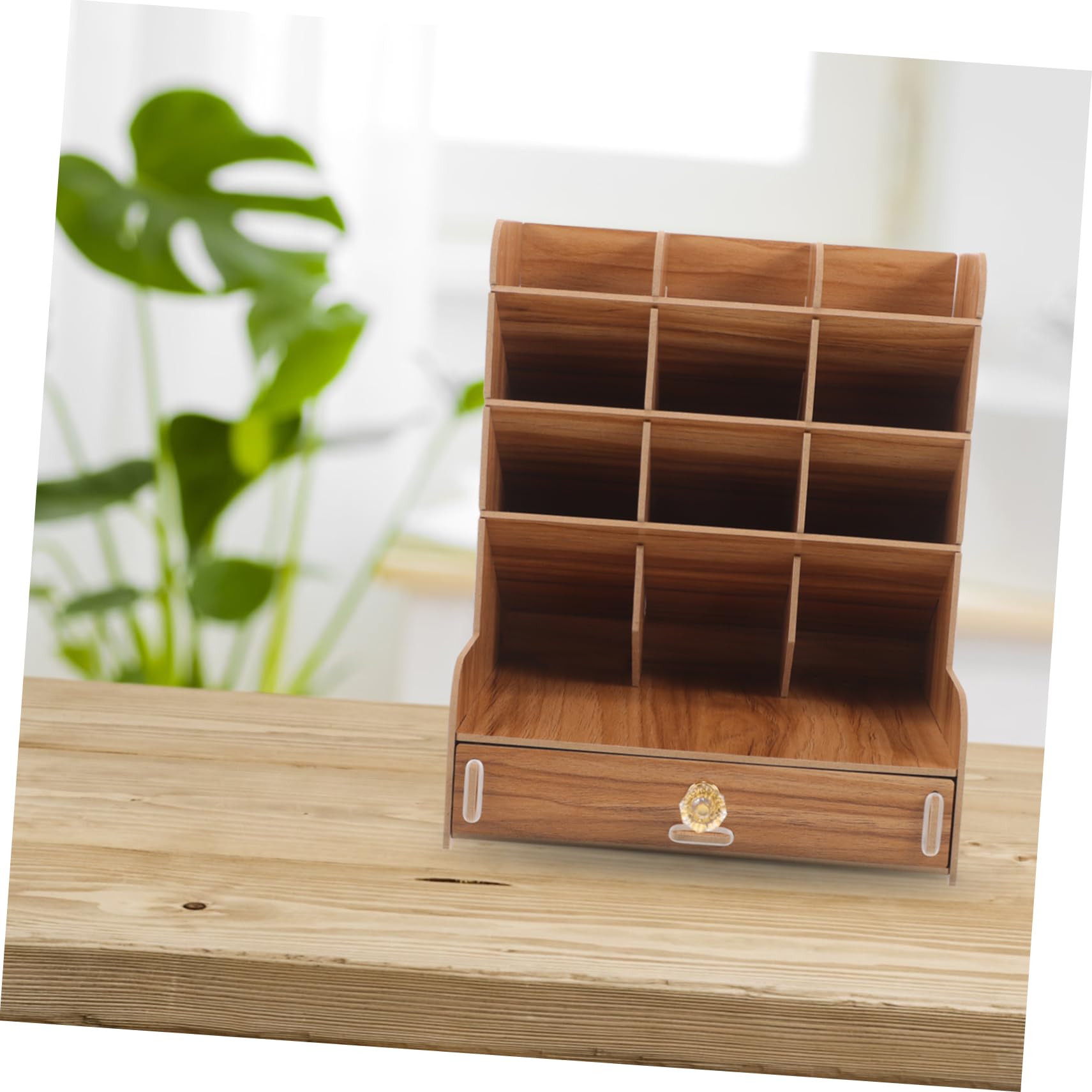 YARNOW Porta Penne Da Scrivania in Legno Contenitore Multiuso Per Cancelleria Organizer Per Ufficio Compatto e Funzionale