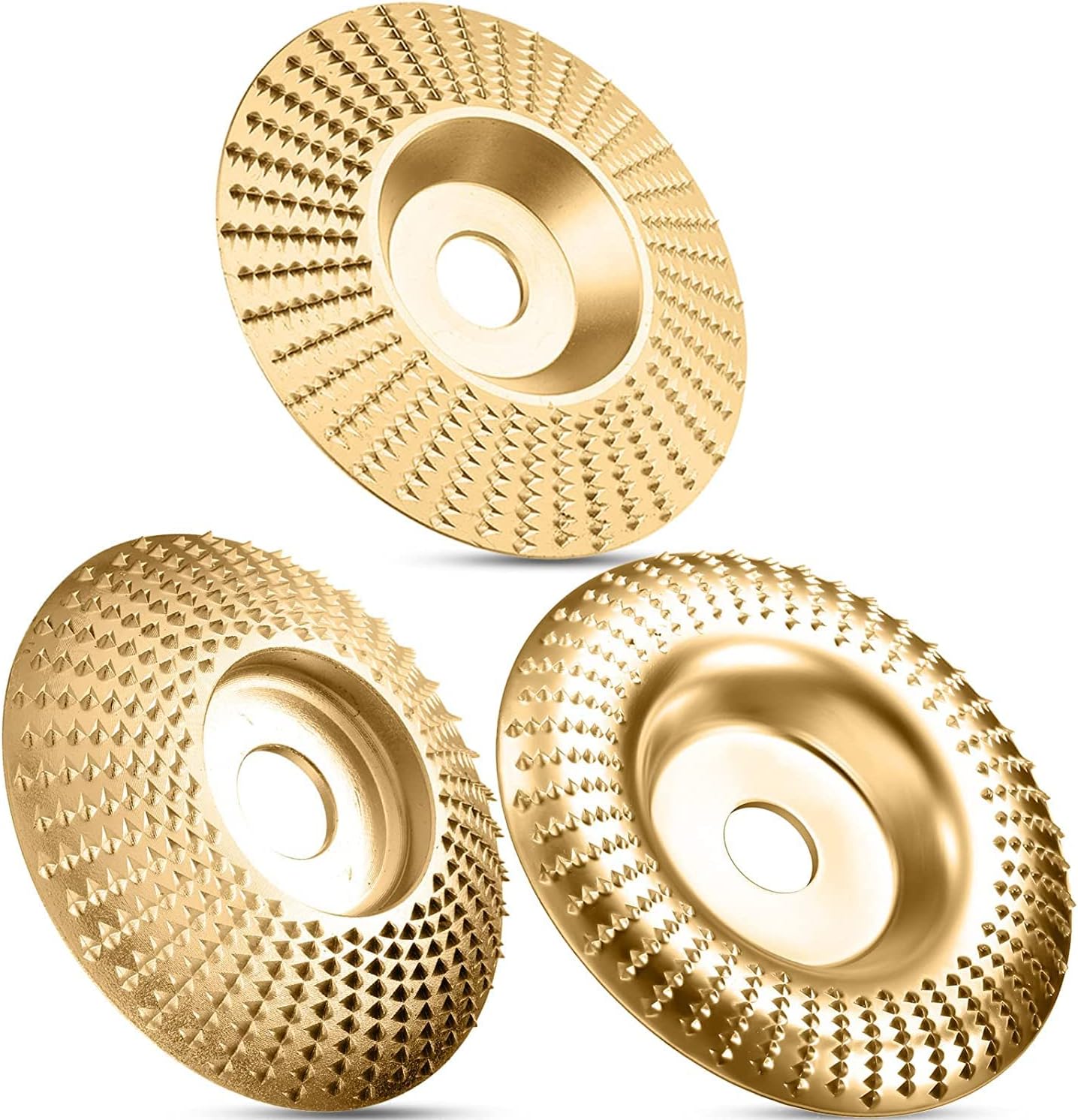 LOLAGO 3 Pieces Grinding Wheel Shaping Disc Angle Grinder Discs Wood Carving Disc Angle Grinder Wheel Carving Abrasive Disc for Wood Cutting Shaping Polishing, Golden