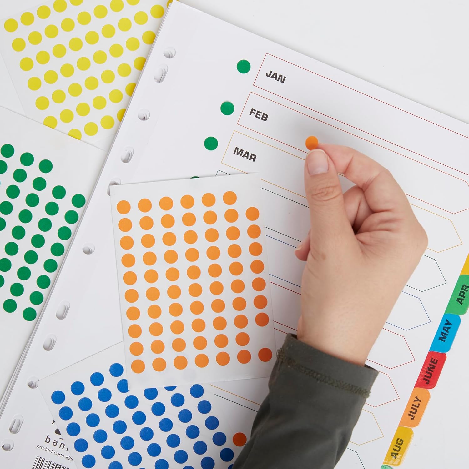 Blick Labels, Orange, Self Adhesive Stickers, Coloured Dot, Circles, 8mm, 490 Labels, for Home, Office, Family, School, Holiday Calendar Organising, Planner, Rewards Chart, Colour Coding