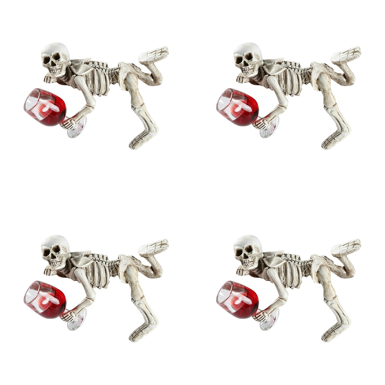 Halloween Skeleton Decor, Resin Skeleton Figurine With Wine Glass
