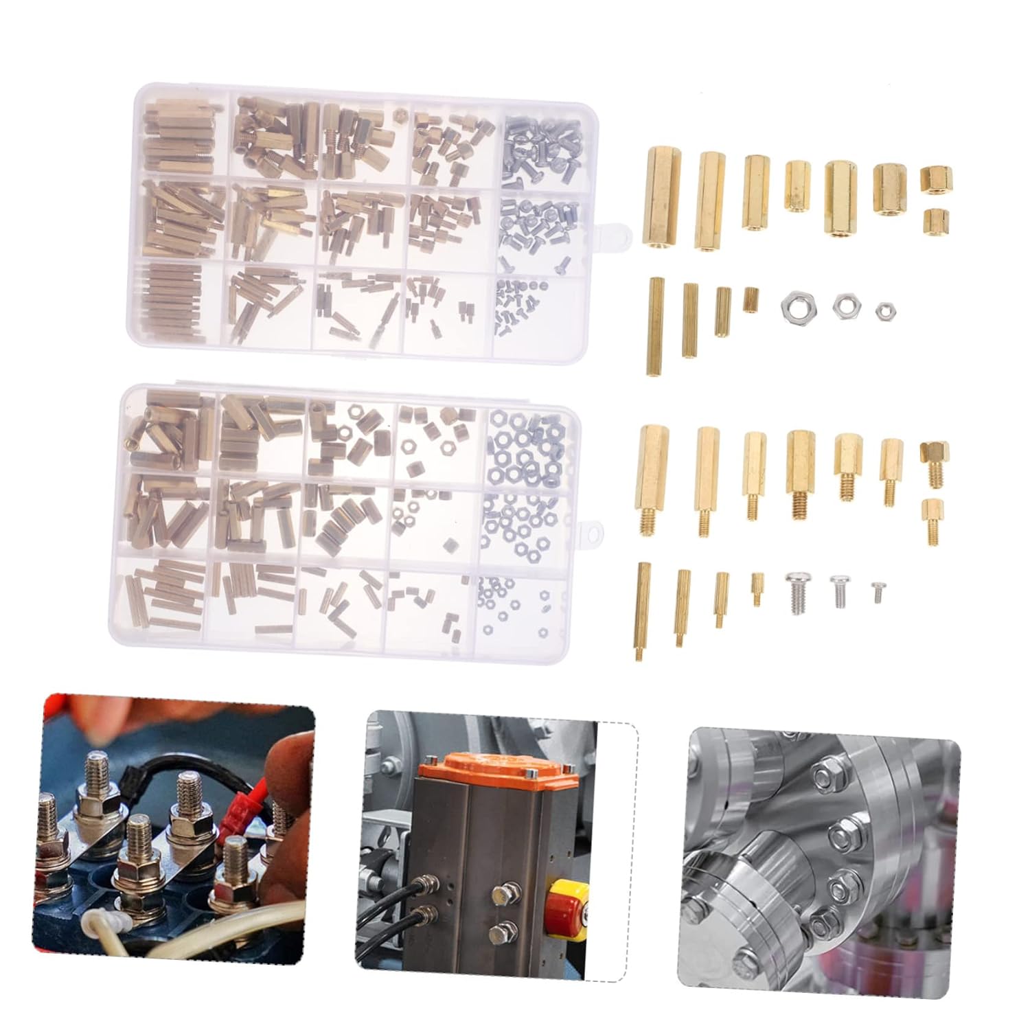 360PCS Brass Motherboard Standoffs and Screws Assortment Kit for PCB M2 and M4 Sizes Compatible Computer Circuit Boards Includes Nuts and Washers