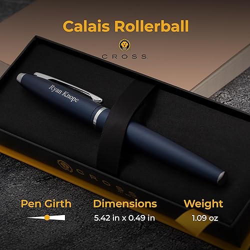 Vista 12 de Dayspring Pens Bolígrafo cruzado grabado Bolígrafo de regalo personalizado Cross Calais Rollerball con estuche - Acabado de laca azul con citas
