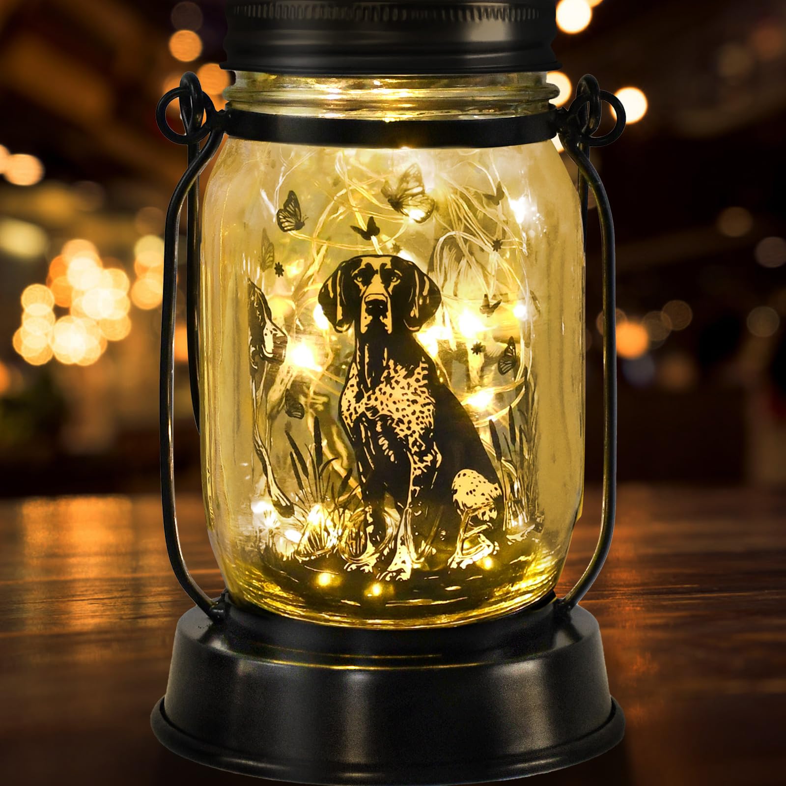 Lanterna solare tedesca a pelo corto, regalo per donne/uomini, lanterne solari tedesche a pelo corto per amanti degli animali domestici, decorazione commemorativa per cortile, patio, torce