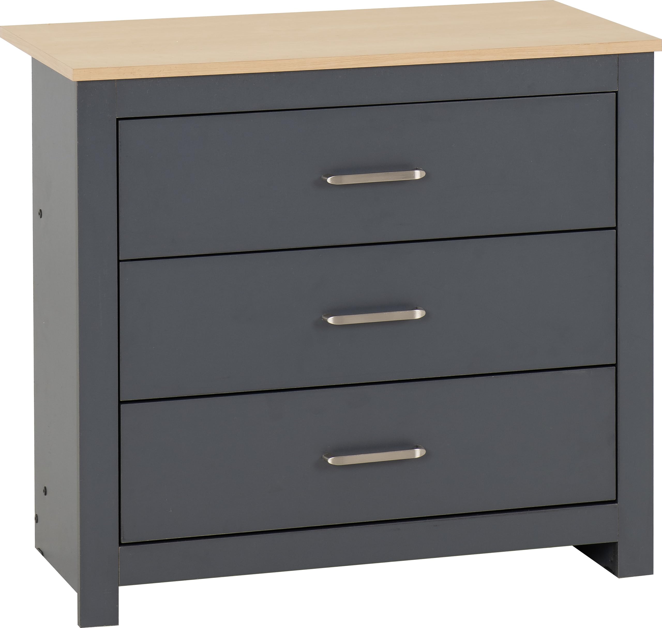 Seconique Portland 3 Drawer Chest - Grey and Oak Effect - Modern Functionality