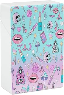 Girly Pastel Witch Goth Pattern Plastic Cigarette Cases Portable Cigarette Box Cigar Boxes Pocket Cigarette Storage Containe